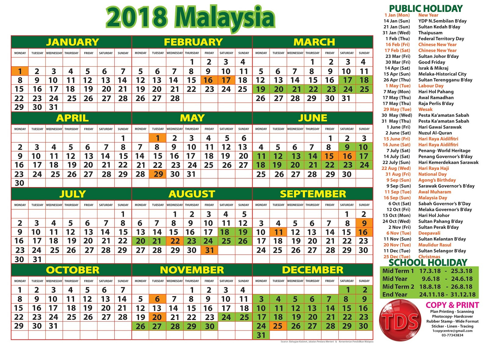 2018 Calendar Malaysia - Kalendar 2018-International School Holiday In Malaysia 2021