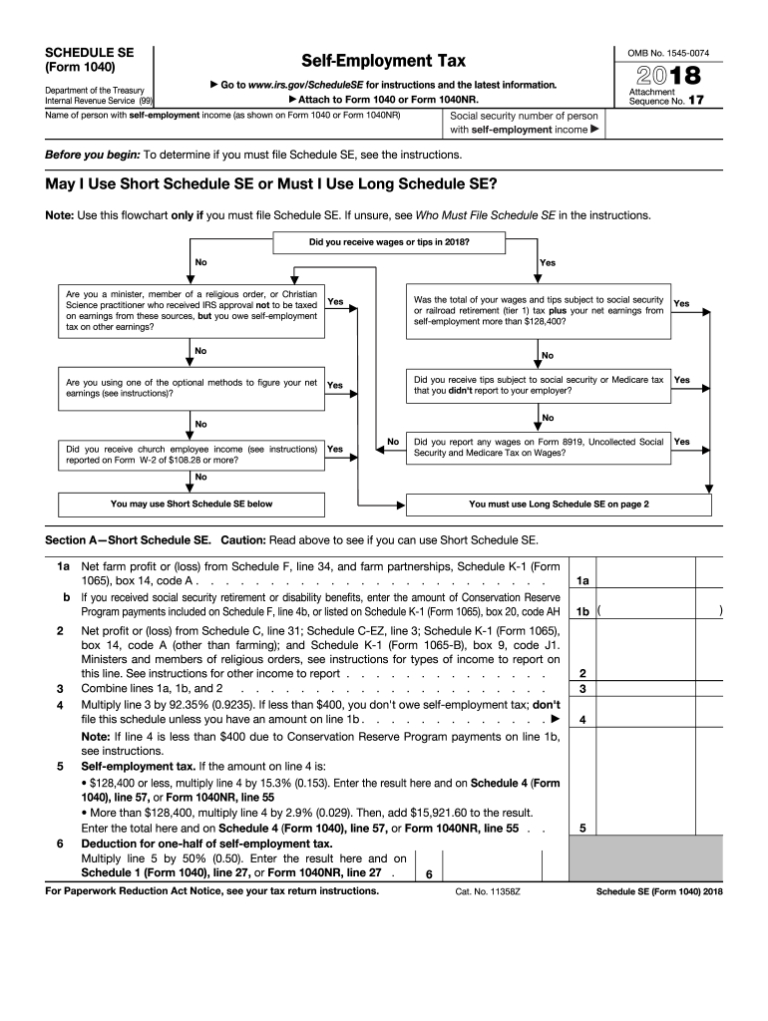 2018 Form Irs 1040 Schedule Se Fill Online Printable | 2021 Tax Forms 1040 Printable-Blank 2021 1040 Form