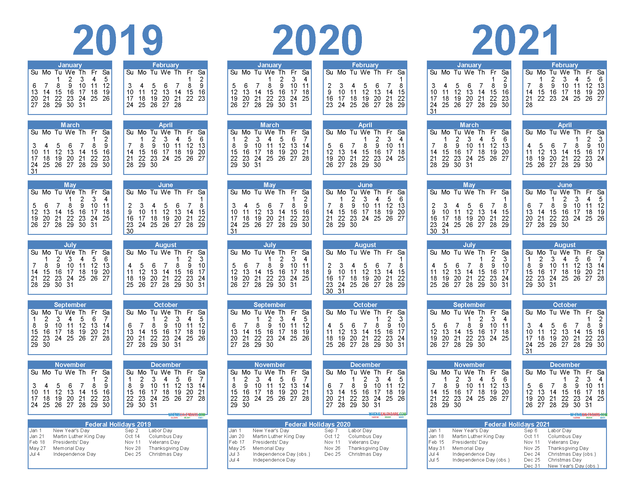 2019 To 2021 Calendar Printable Free Pdf, Word, Image-Three Year Printable Calendar 2021 To 2023