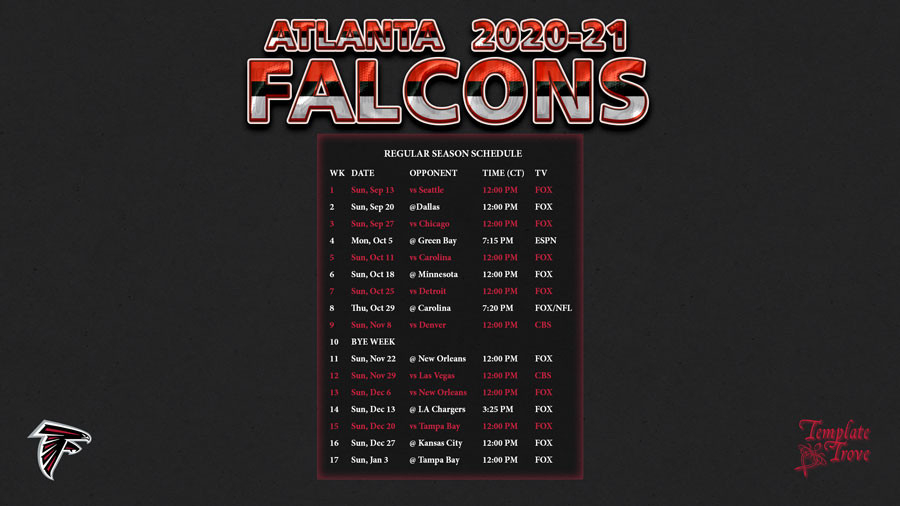 2020-2021 Atlanta Falcons Wallpaper Schedule-Free Printable Nfl 2021 Schedule
