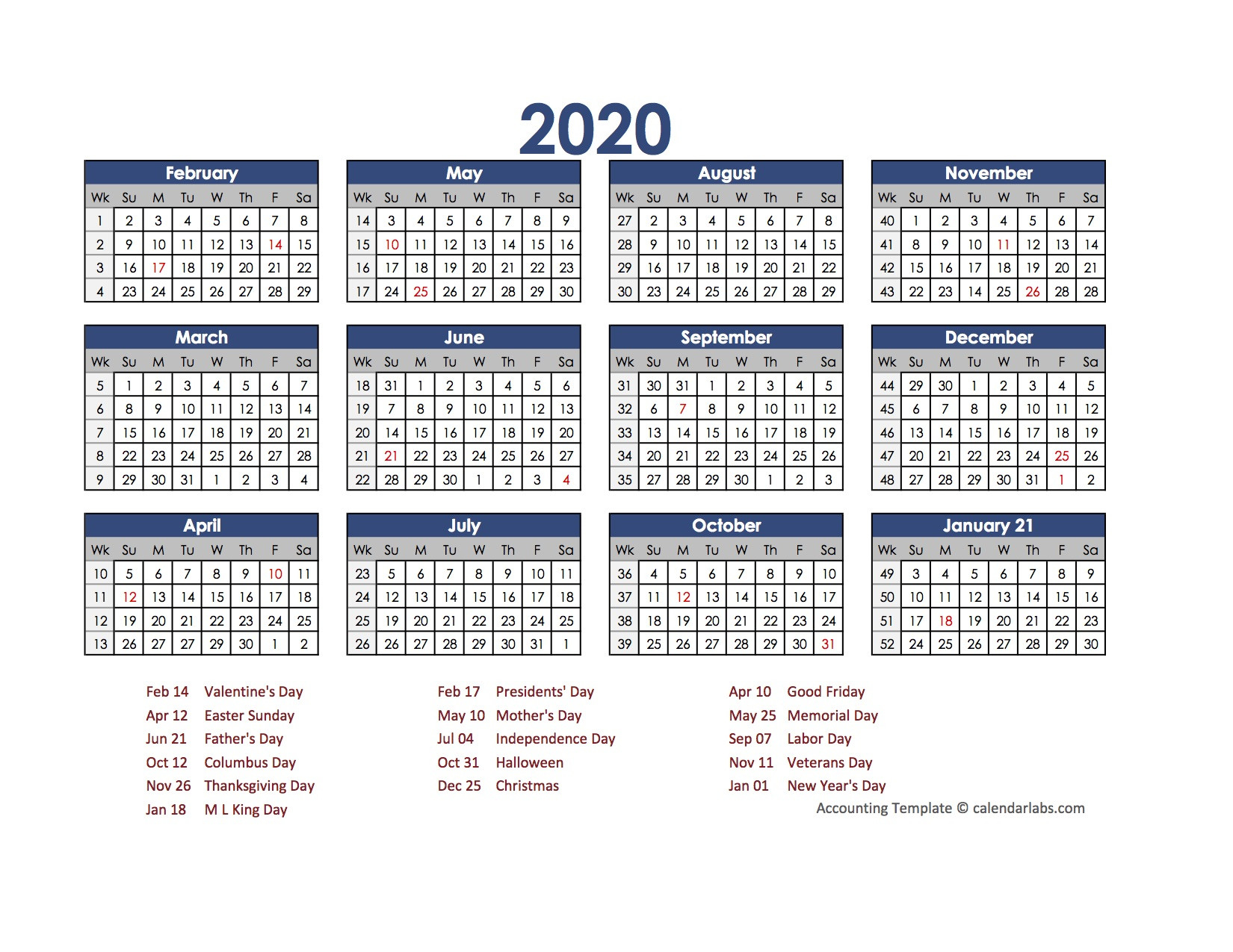 2020 Accounting Calendar 4-5-4 - Free Printable Templates-4 4 5 Calendar Template