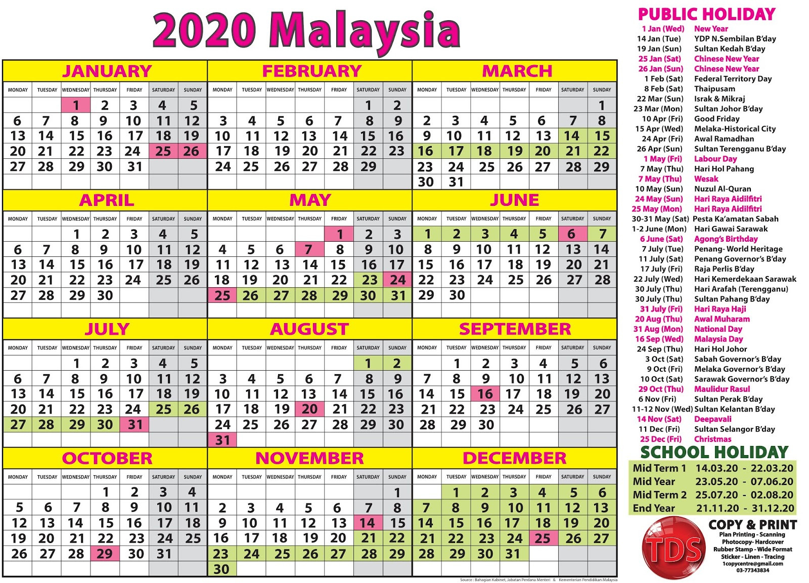 2020 Calendar Malaysia - Kalendar 2020 Malaysia-Blog On Malaysia School Holidays 2021