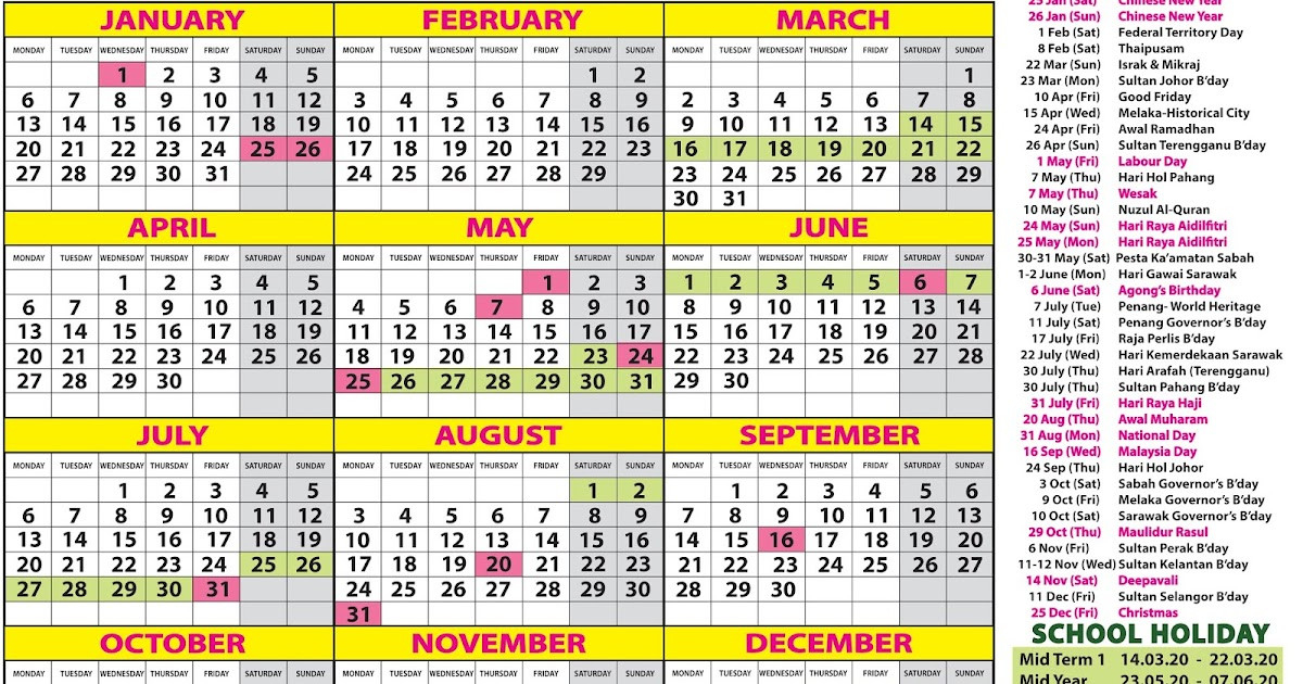 2020 Calendar Malaysia - Kalendar 2020 Malaysia-Malaysia Public Holidays 2021
