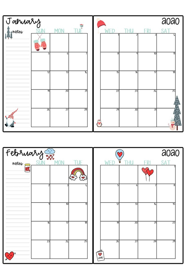 2020 Calendar Printable - Free Printable 2020 Monthly Calendar-Printable 2 Page Monthly Planner 2021