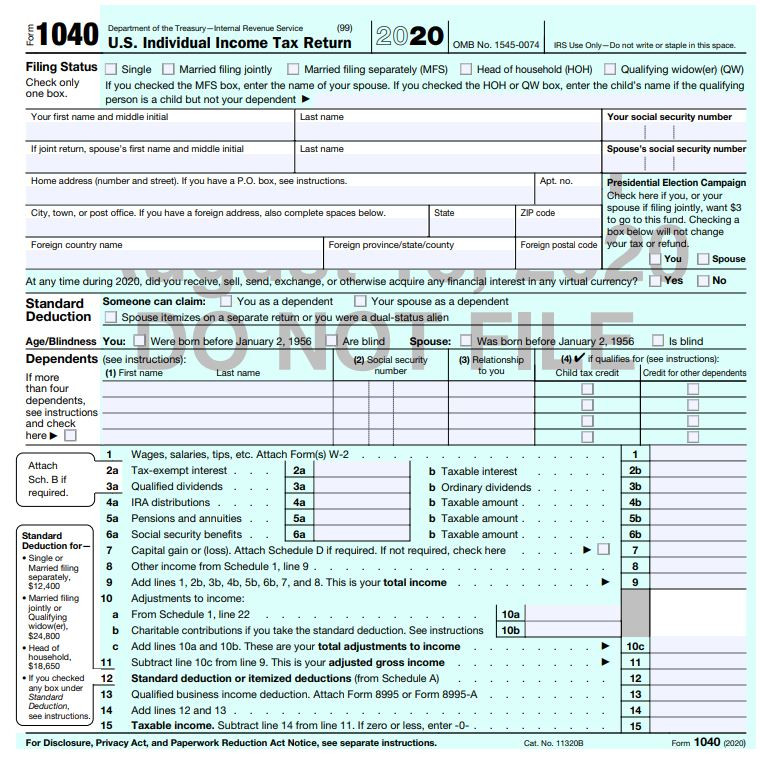 2020 Draft Tax Forms-Form W 9 2021 Print