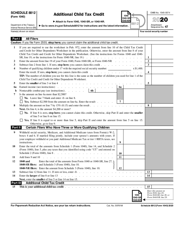 2020 Form Irs 1040 - Schedule 8812 Fill Online, Printable, Fillable, Blank - Pdffiller-Blank 2021 1040 Form