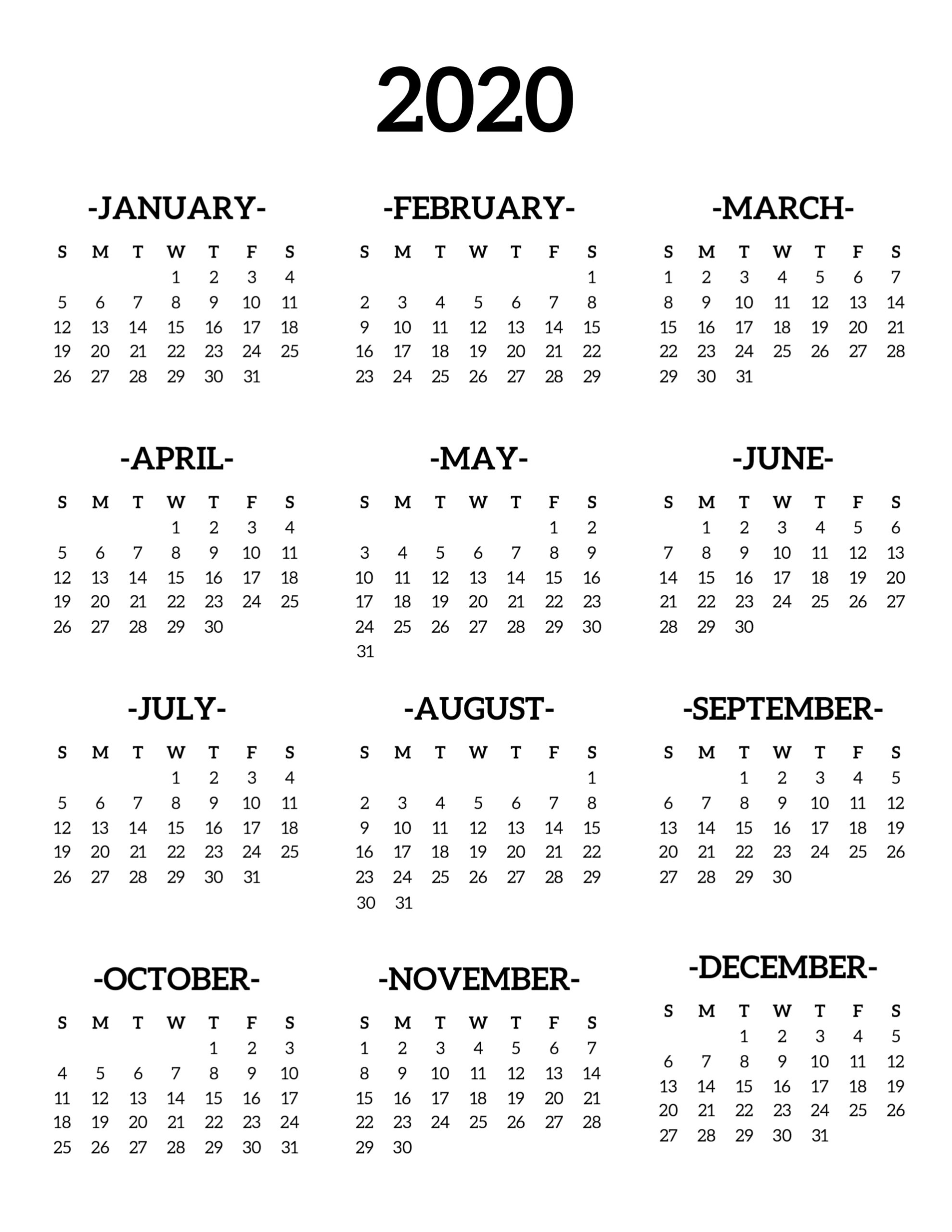2020 Printable Calendar One Page | 플래너, 주간계획표, 데일리 플래너-4X6 Printable Calendar 2021