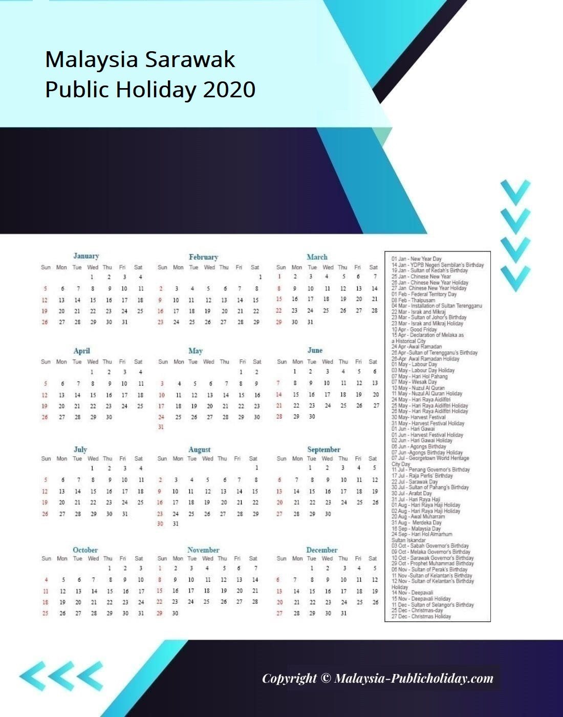2020 Sarawak Public Holiday : 2020 Sarawak Gov Almanac-Sarawak Almanac 2021