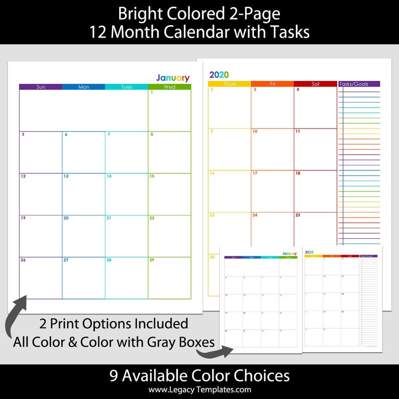 2021 2022 2021/2022 &amp; More 12 Or 24-Month 2-Page Calendar-2 Page Monthly Calendar Printable 2021