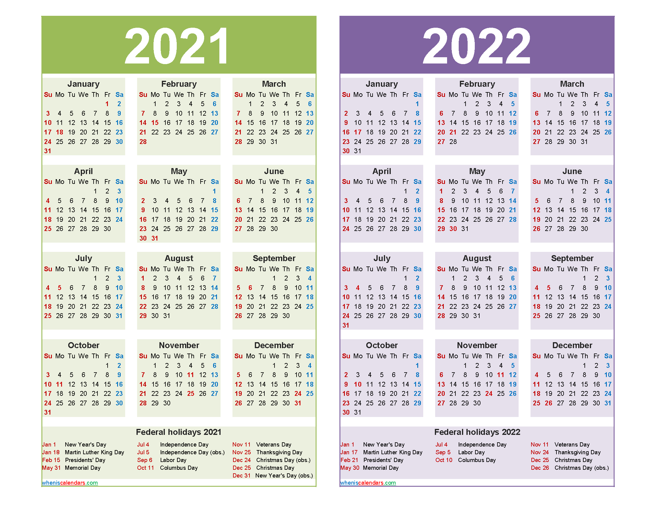 2021 2022 Calendar Printable With Holidays - Free-2021 Printable Calendar By Month