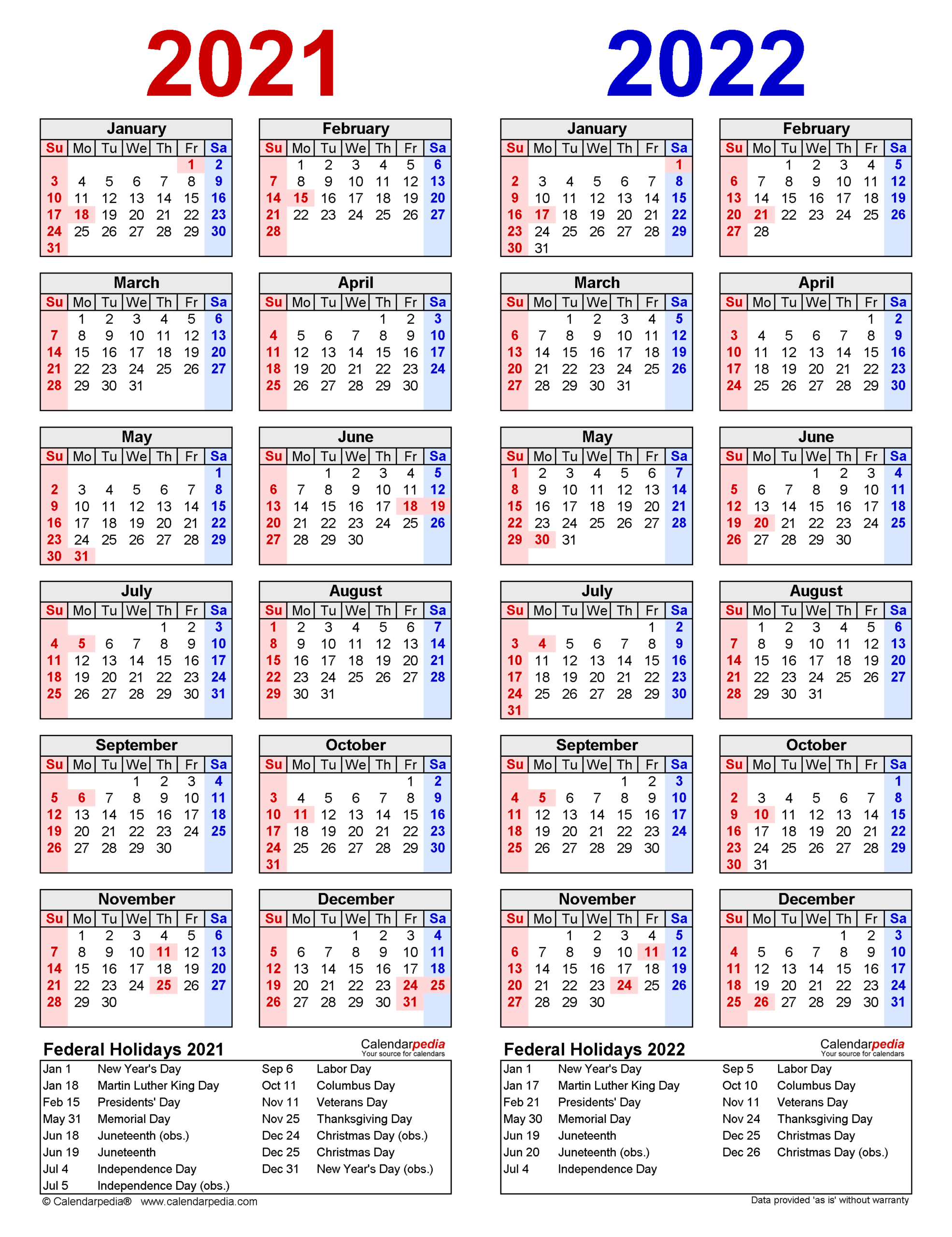 2021-2022 Two Year Calendar - Free Printable Excel Templates-2021 Two Page Calendar