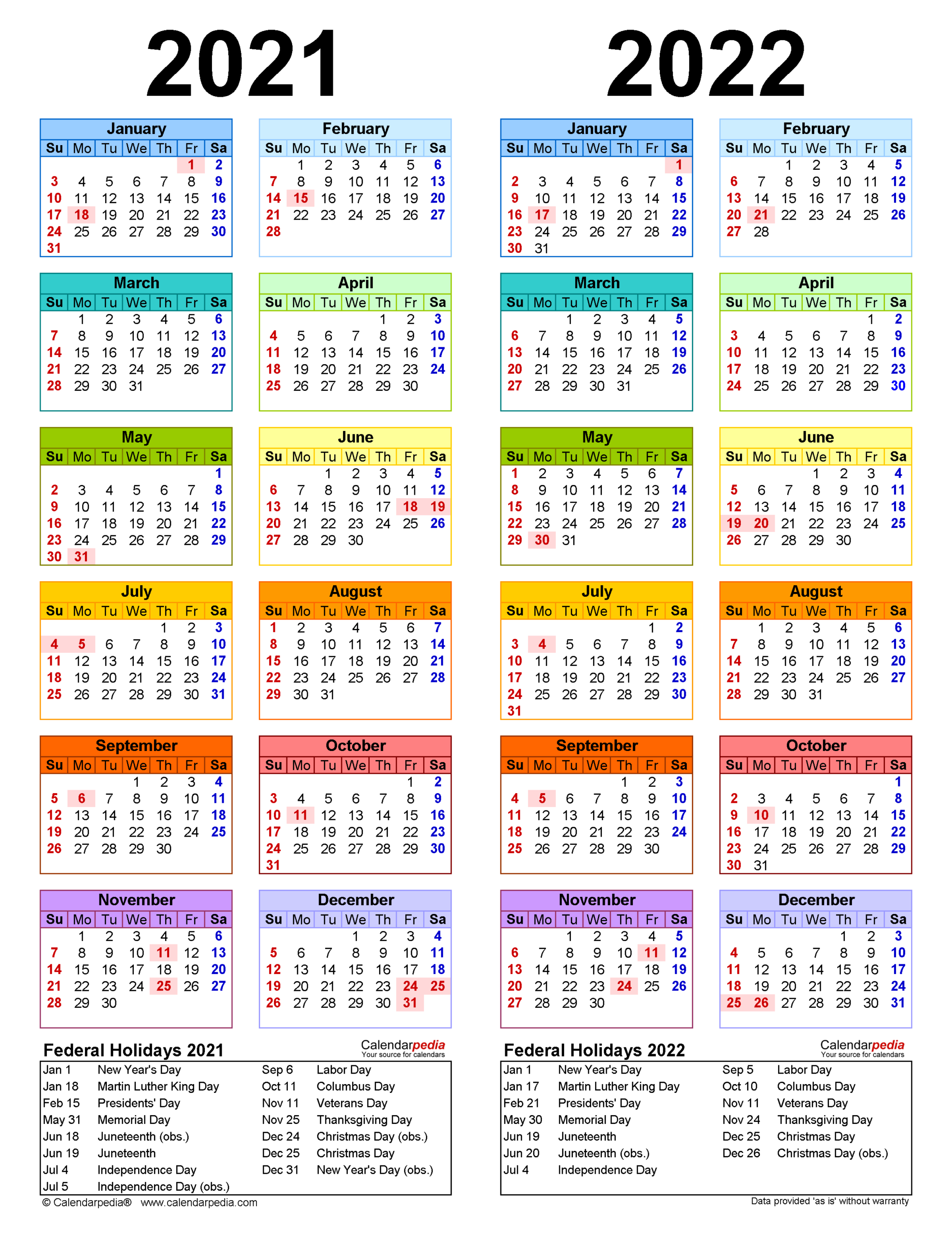 2021-2022 Two Year Calendar - Free Printable Word Templates-Printable 2 Page 2021 Calendar