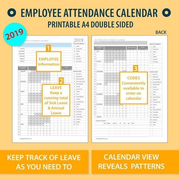 2021 A4 Printable Employee Attendance Absentee | Etsy-2021 Printable Employee Attendance Calendar