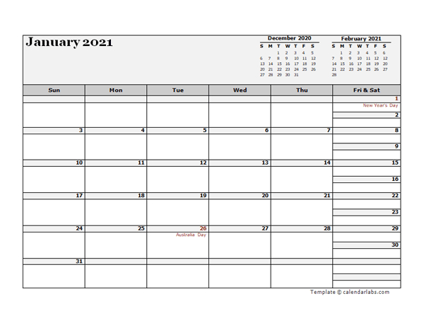 2021 Australia Calendar For Vacation Tracking - Free-Holiday Spreadsheet Template 2021