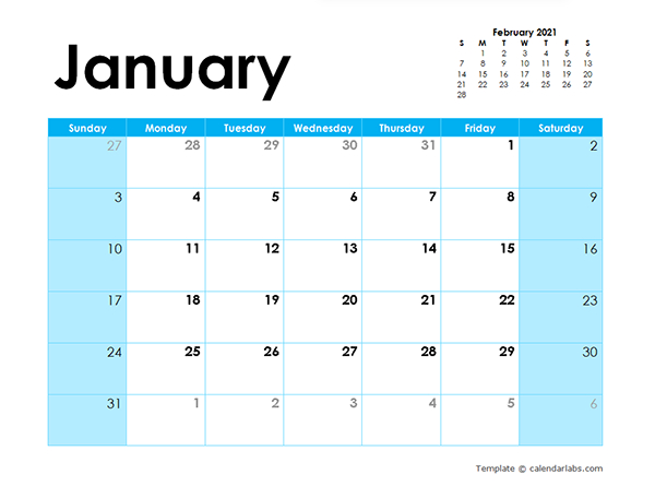2021 Blank Calendar Colorful Design - Free Printable Templates-Free Blank Monthly Calendar 2021