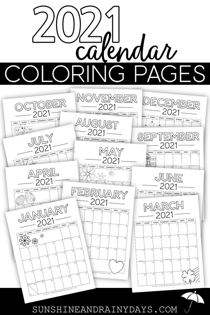 2021 Calendar Coloring Pages (Pdf) In 2020 | 2021 Calendar-2 Page 2021 Calandar