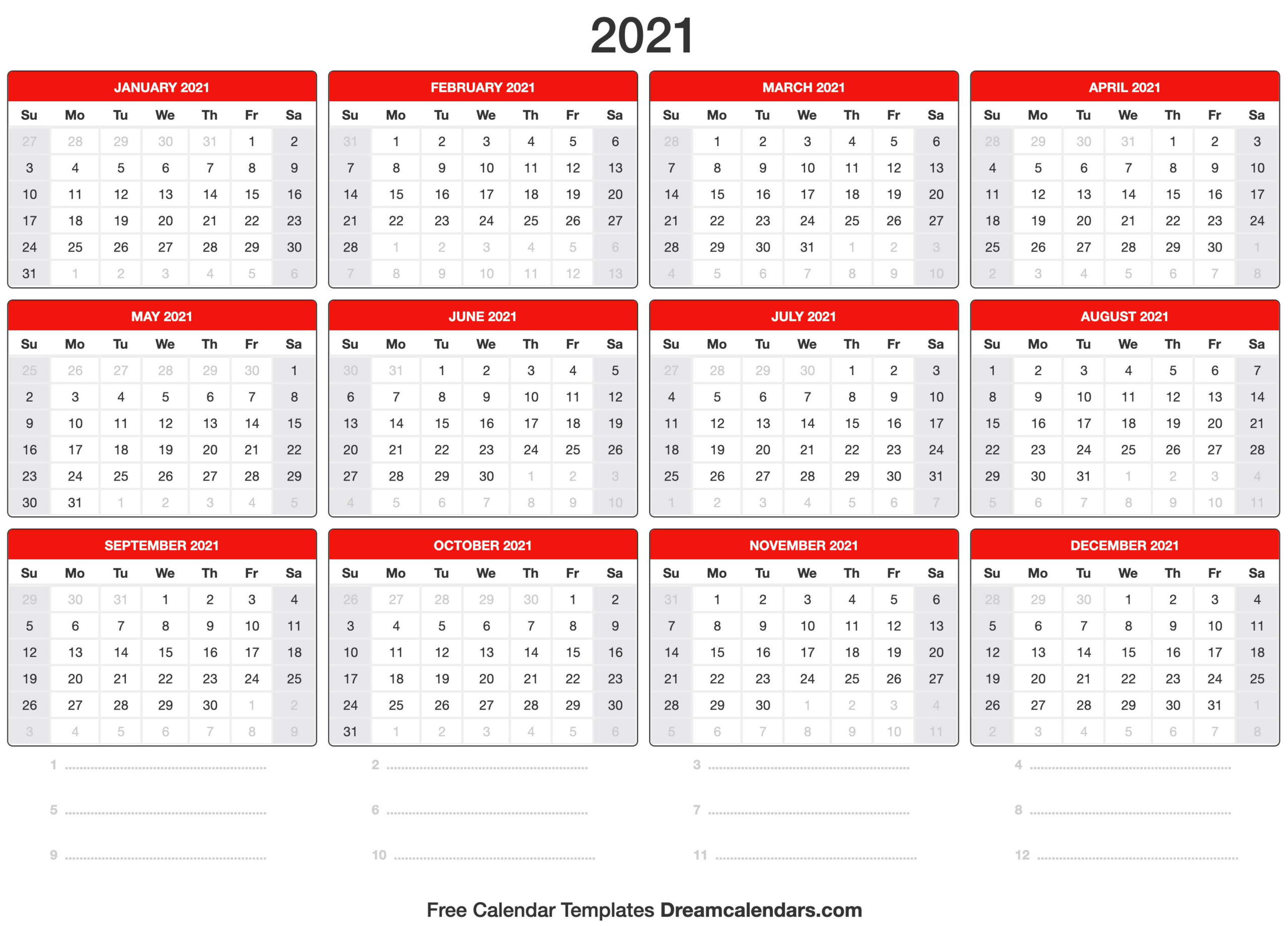 2021 Calendar-Employee Holiday Planner 2021