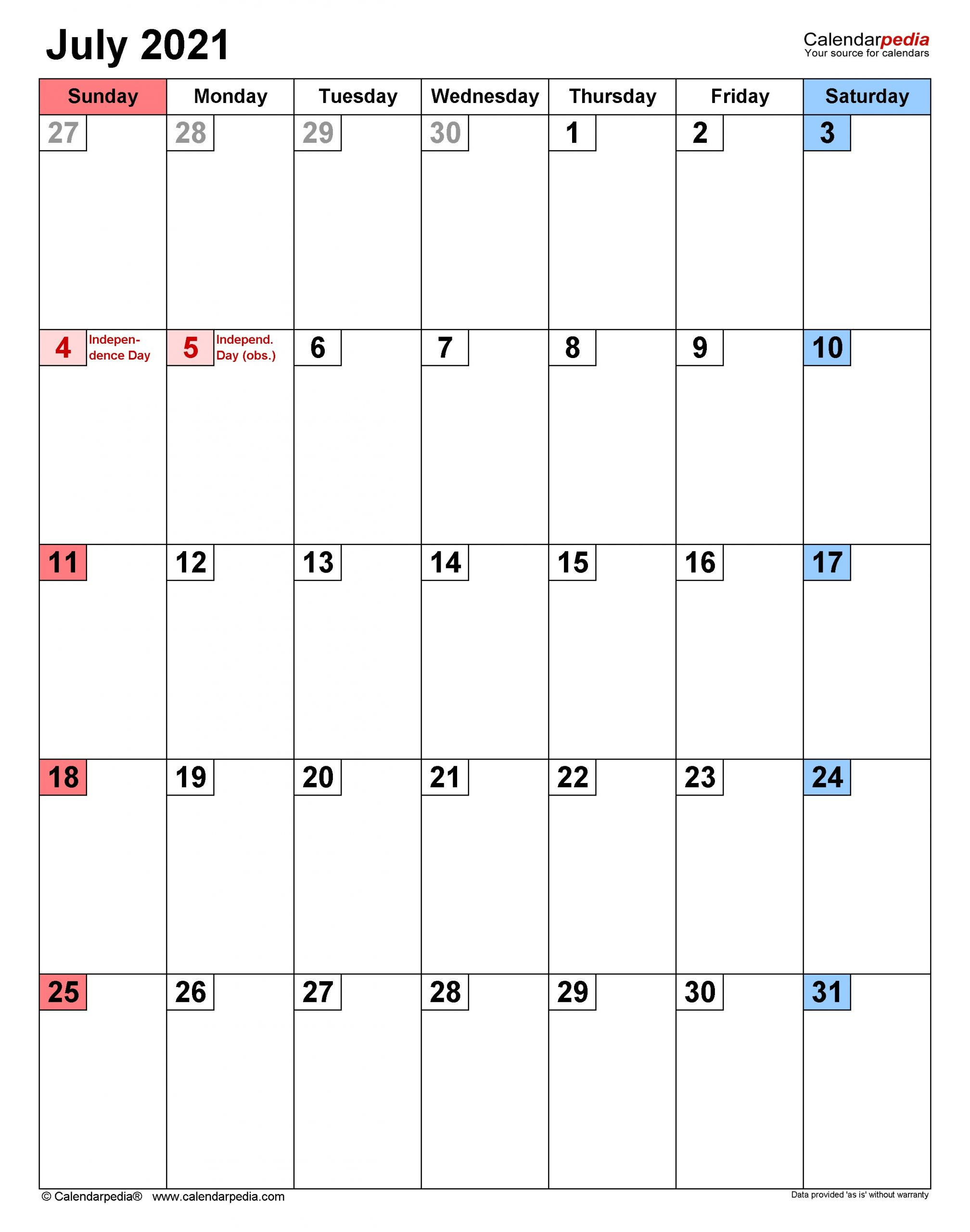 2021 Calendar Fillable July | Get Free Printable Calendar-Fillable Word Calendar 2021