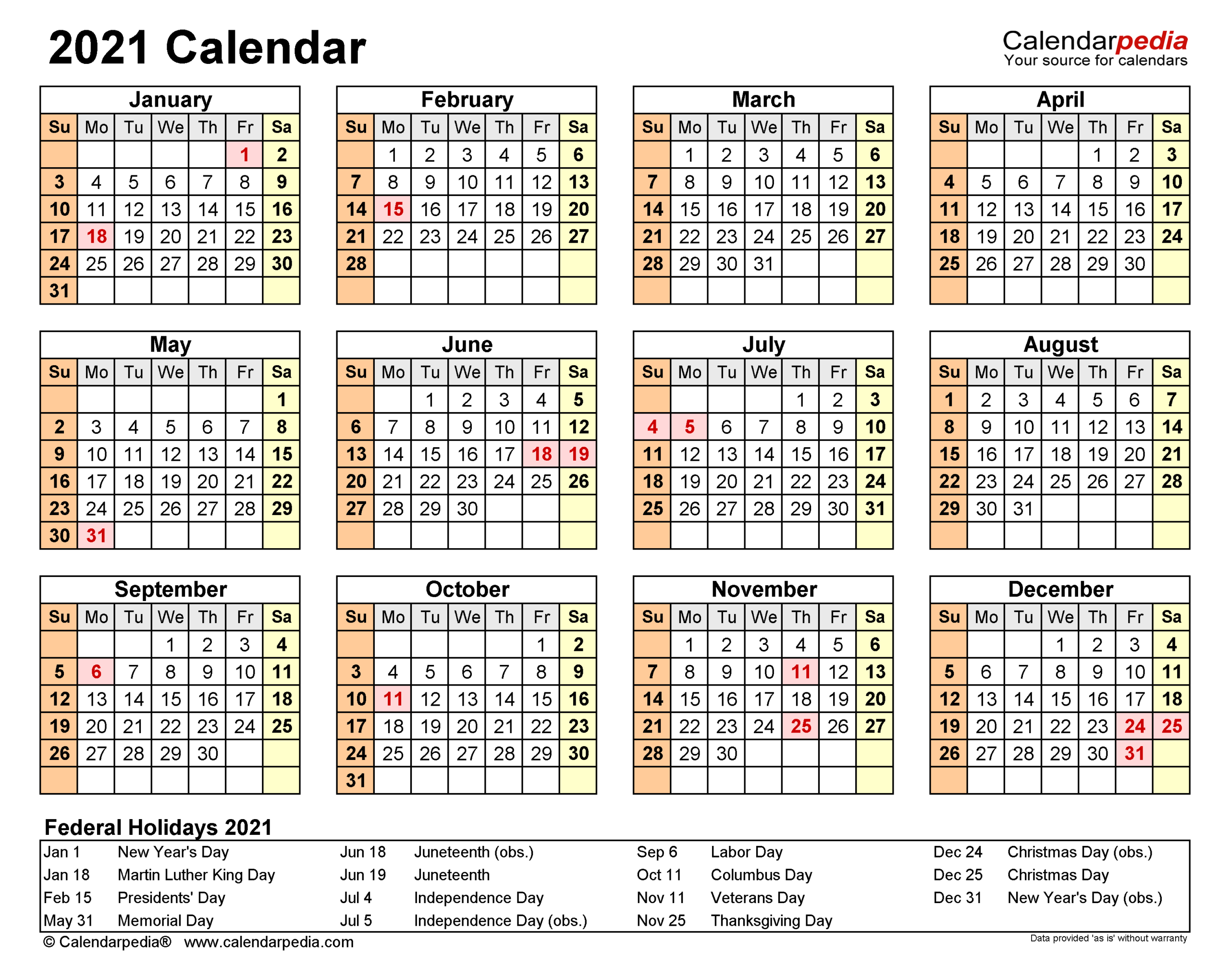 2021 Calendar - Free Printable Pdf Templates - Calendarpedia-Free 2021 Attendance Online Calendar