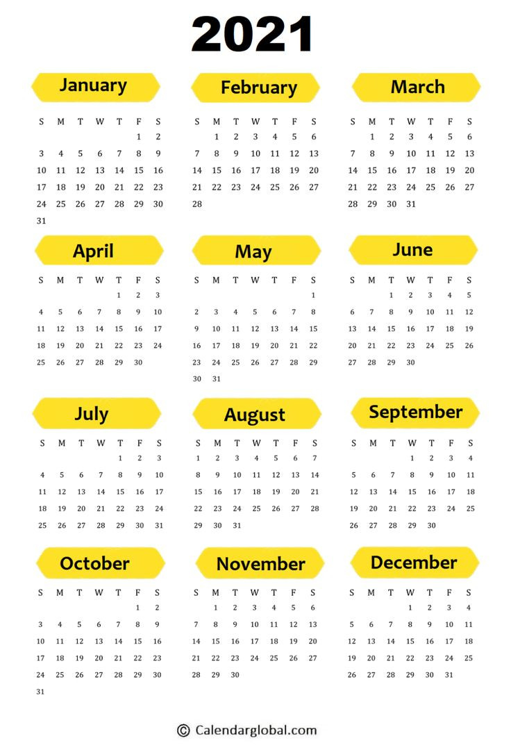 2021 Calendar: Free Printable Yearly One Page-2021 Printable Calendar Free Full Page