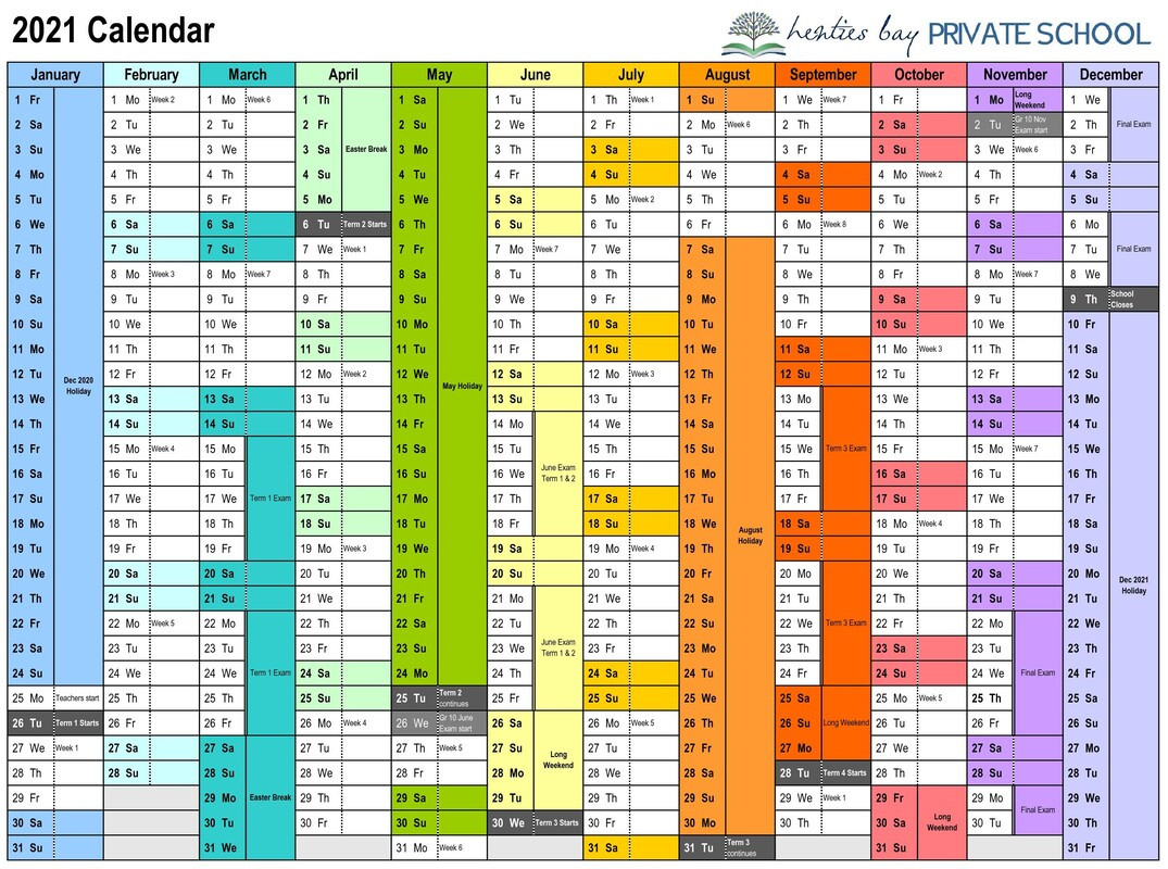 2021 Calendar - Henties Bay Private School-2021 Vacation Schedule Forms