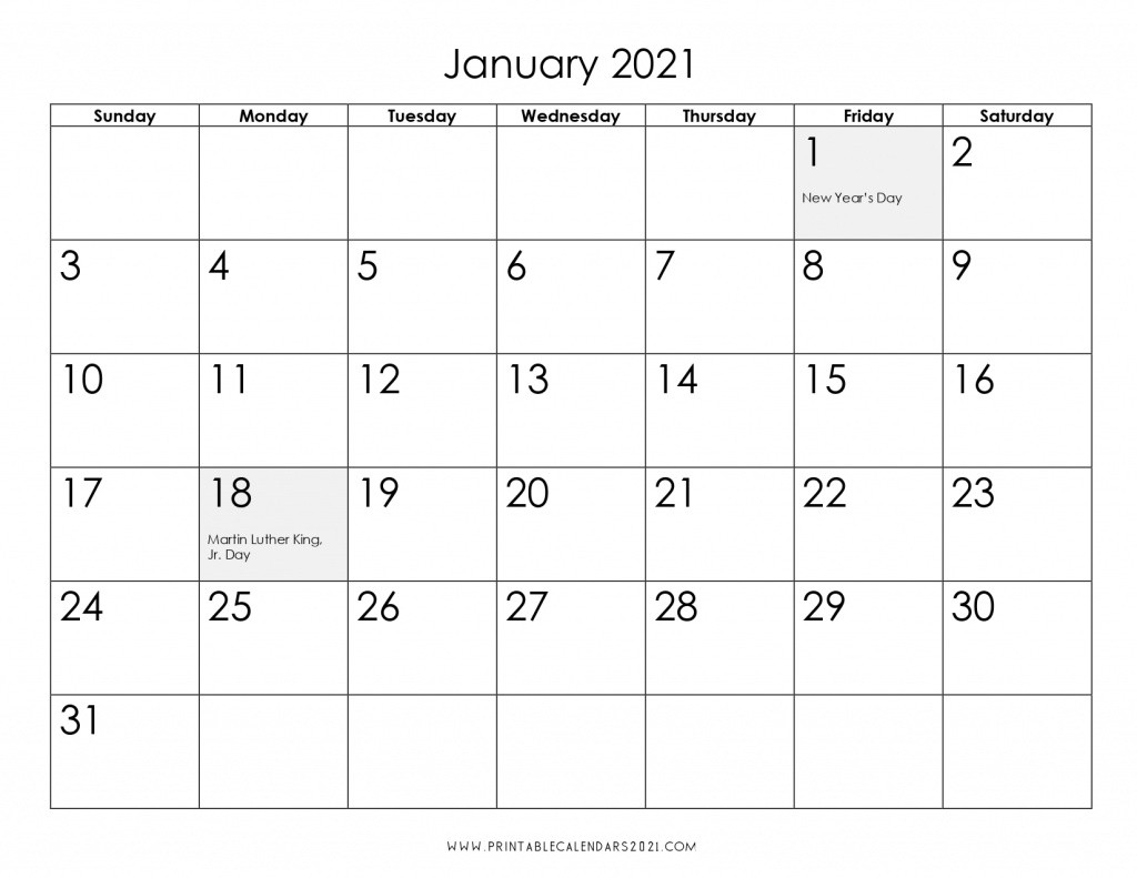 2021 Calendar One Month Per Page - Us Holidays 12 Month Pdf-Calendar To Print 2021 4 Months To A Page