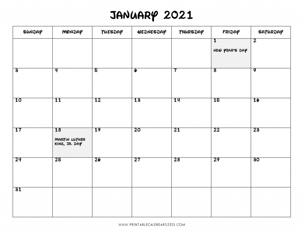 2021 Calendar One Month Per Page - Us Holidays 12 Month Pdf-Calendar To Print 2021 4 Months To A Page