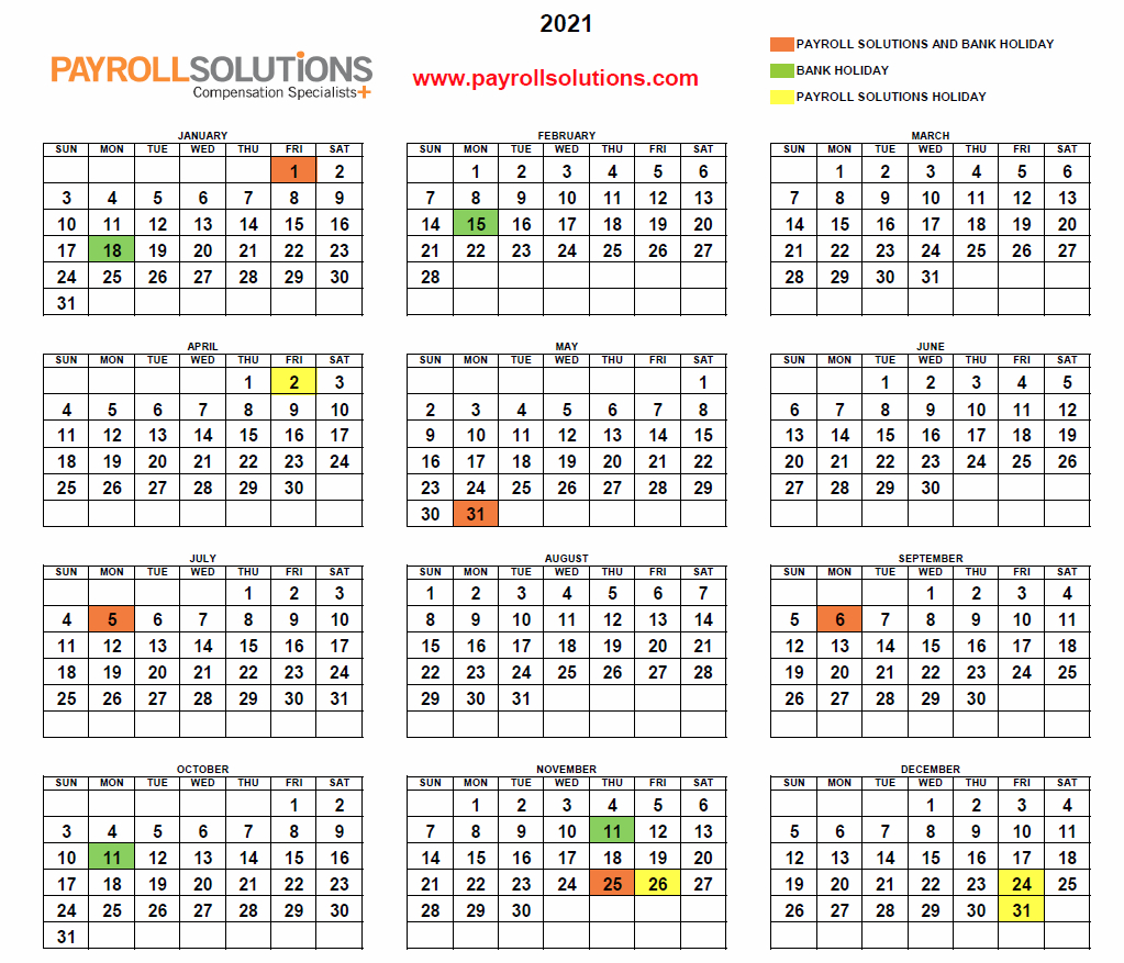 2021 Calendar - Payroll Solutions-2021 Employee Schedule Planner