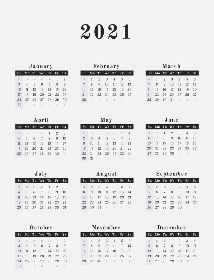 2021 Calendar Printable | 12 Months All In One | Calendar 2021-2021 Free 12 Month Printable Monthly Calendar With Holidays