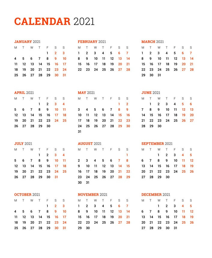 2021 Calendar Printable | 12 Months All In One | Calendar 2021-Printable 2021 Calendars Free Printable