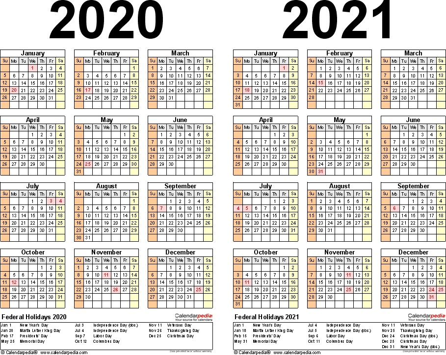 2021 Calendar Printable Academic Full Page | Free-2021 Yearly 2 Page Calendar