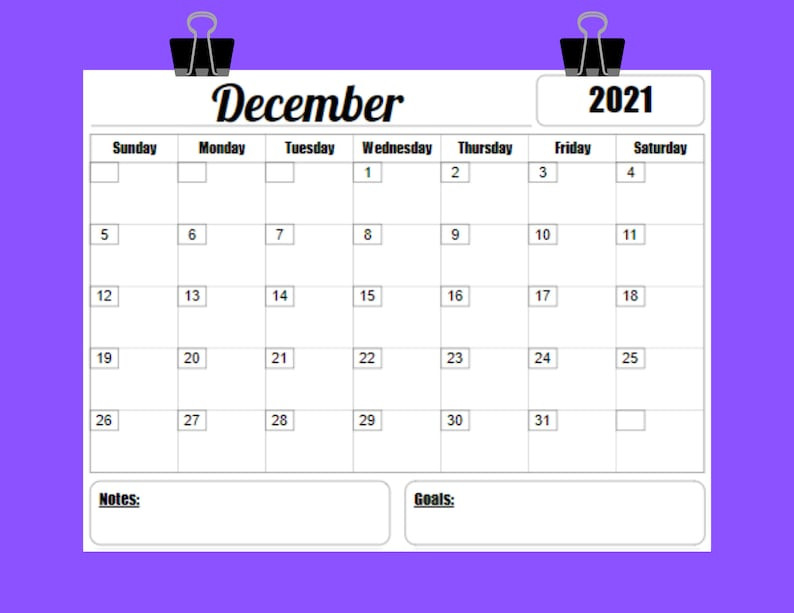 2021 Calendar Printable Template 12 Month 8.5 X 11 Instant-Printable 81/2 X 11 June 2021