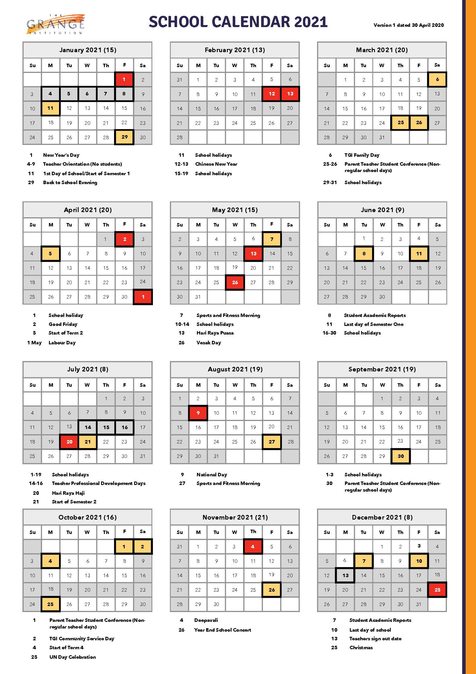 2021 Calendar Singapore | Printable Calendars 2021-International School Holiday In Malaysia 2021
