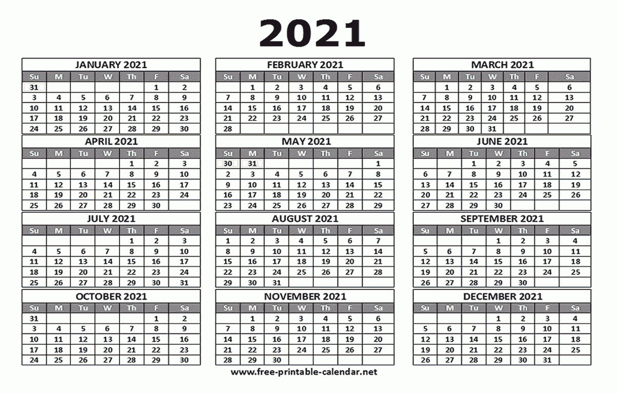 2021 Calendar Template - Download Printable Templates.-2021 Free Printable Absentee Calendars