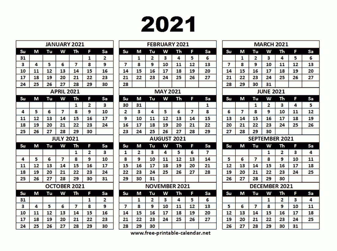 2021 Calendar Template - Download Printable Templates.-2021 Printable Calendar Free Full Page