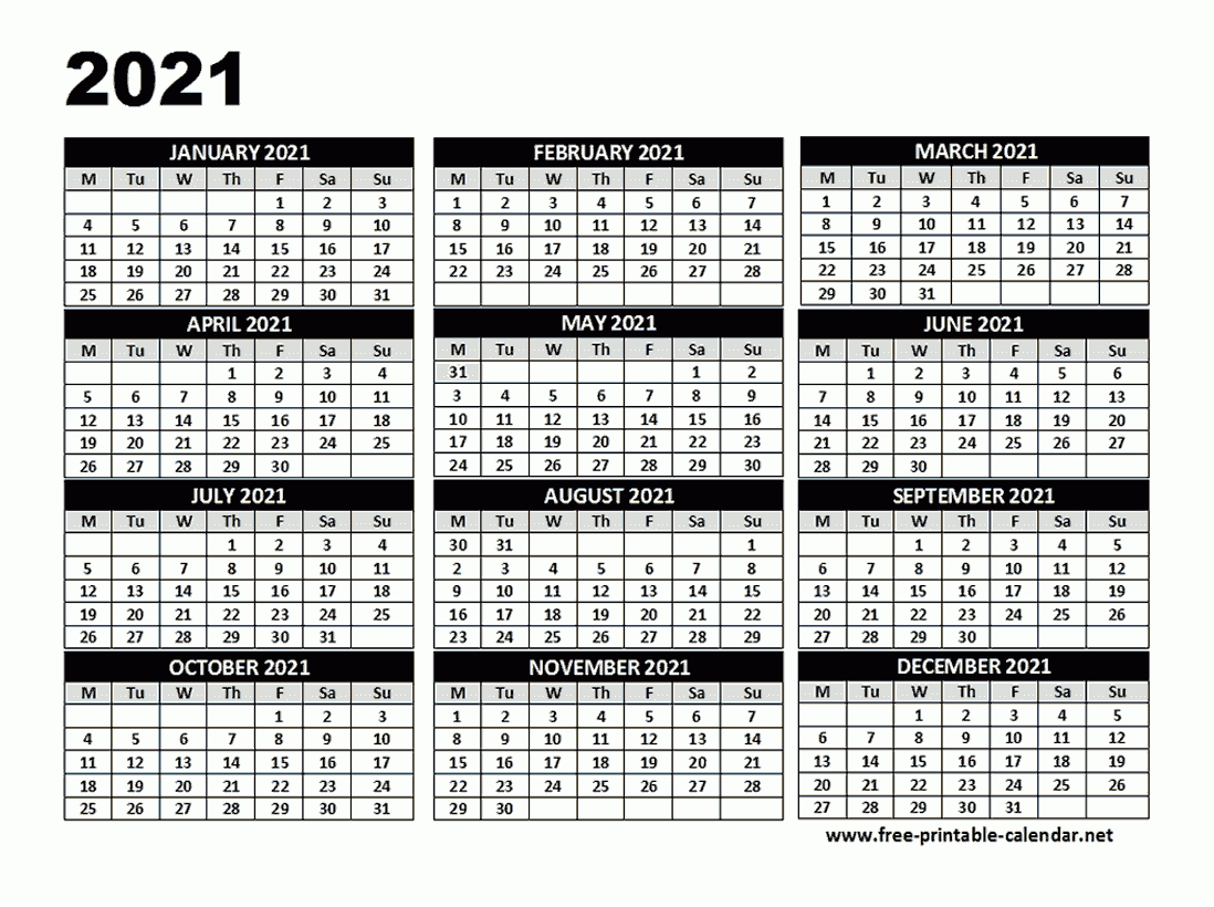 2021 Calendar Template - Download Printable Templates.-Fillable Calendar 2021 Free Printable