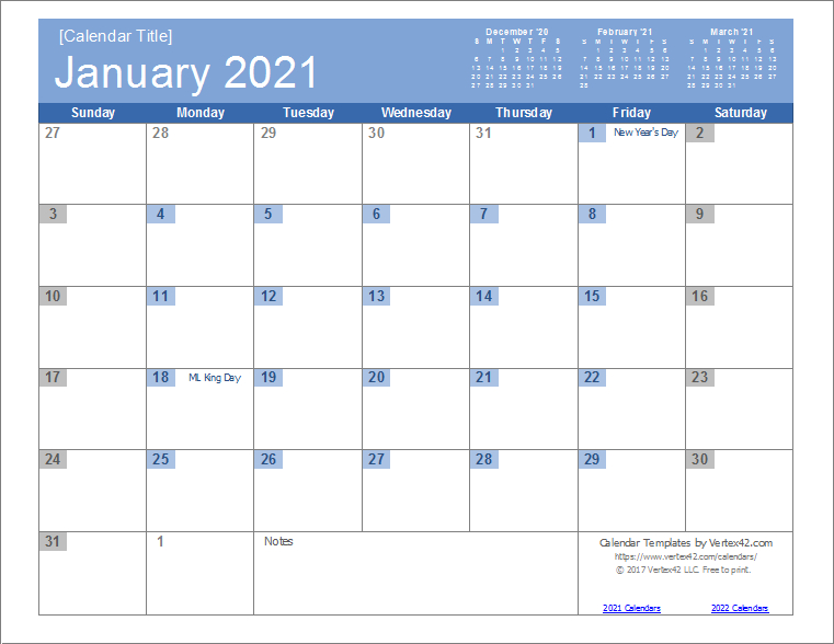 2021 Calendar Templates And Images-Printable Calendar 2021 Large Font
