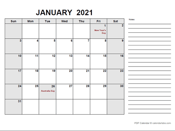2021 Calendar With Australia Holidays Pdf - Free Printable-Holiday Spreadsheet Template 2021
