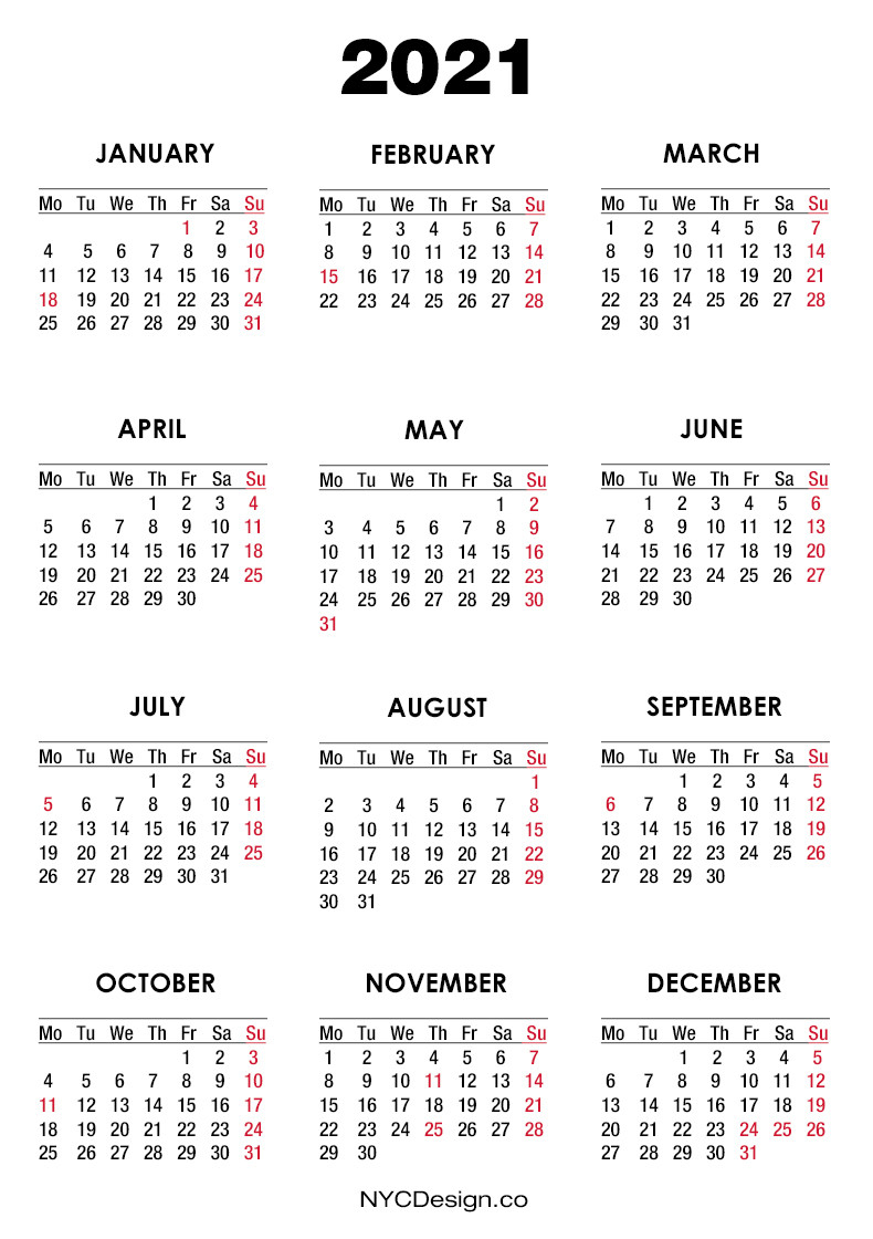 2021 Calendar With Us Holidays, Pdf - Printable, White-2021 Calendar With Us Holidays