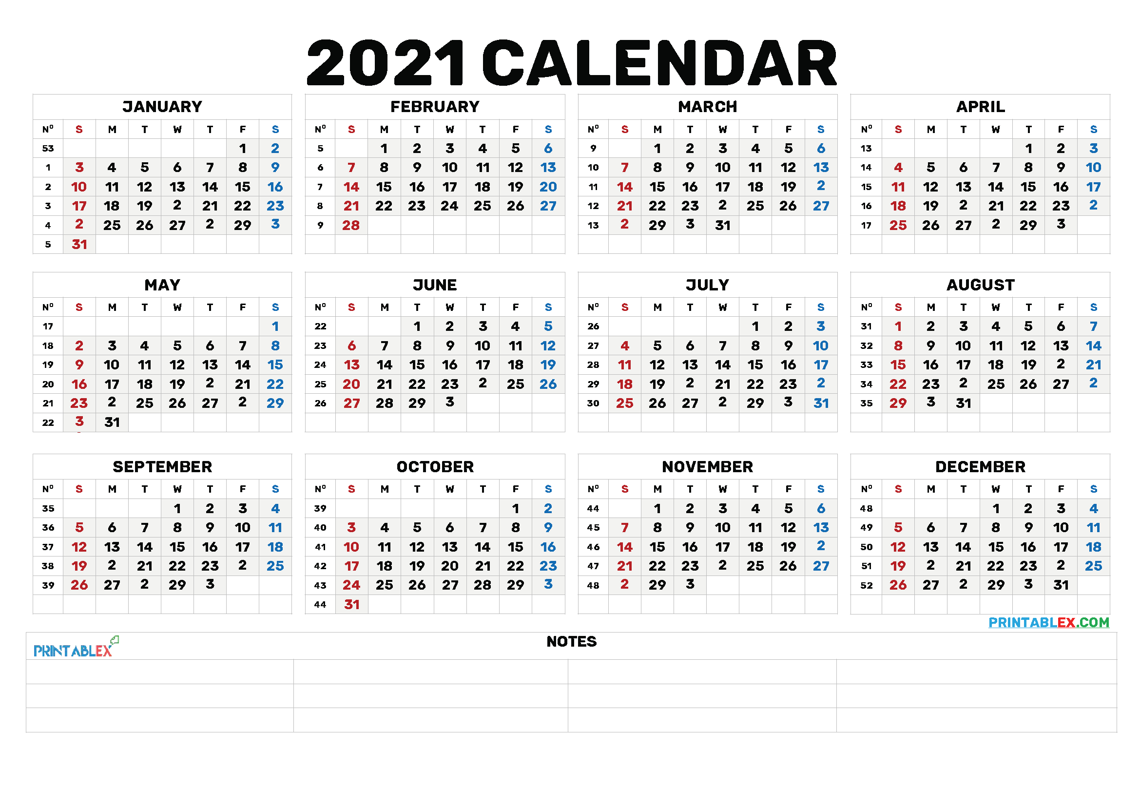2021 Calendar With Week Number Printable Free : 2021-Printable Free 2021 Calendar Without Downloading