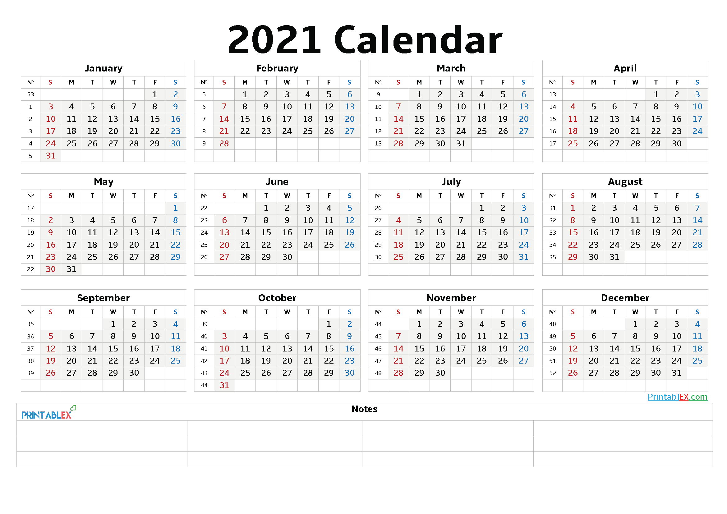 2021 Calendar With Week Number Printable Free / Pin On-Free Printable Calendars 2021