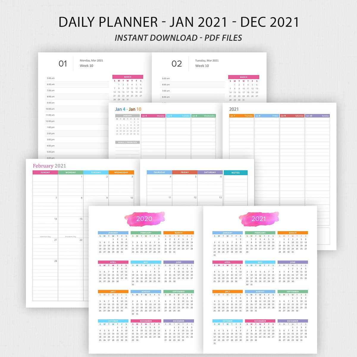 2021 Daily Planner Printable - Daily, Weekly And Monthly Planners-Printable Monthly Planners For 2021