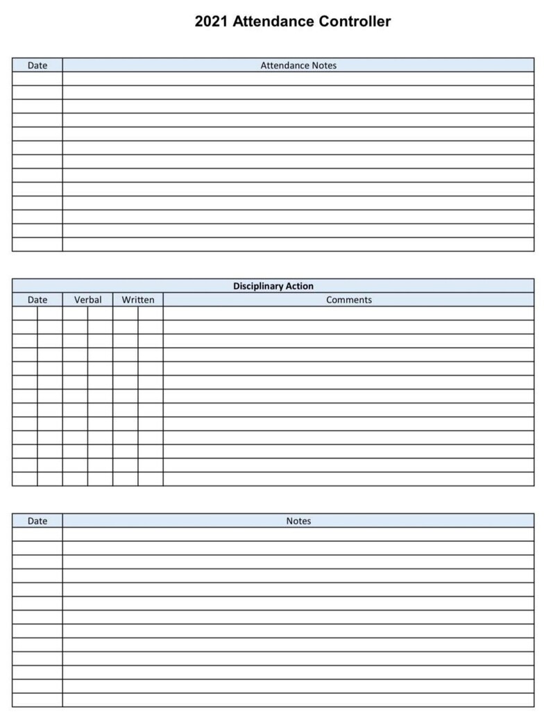 2021 Employee School Attendance Tracker Calendar Employee-2021 Printable Employee Vacation Schedule