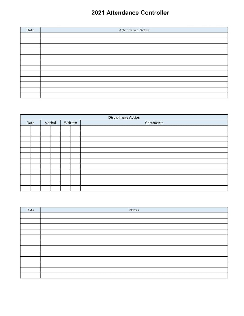 2021 Employee School Attendance Tracker Calendar Employee-Employee Vacation Planner 2021