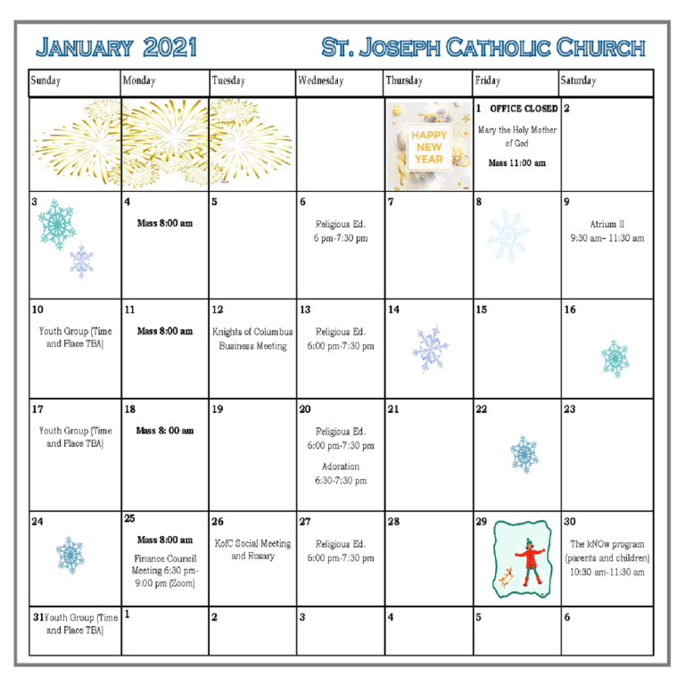 2021 Events Calendar | St. Joseph Catholic Church-Catholic Church Calendar For 2021