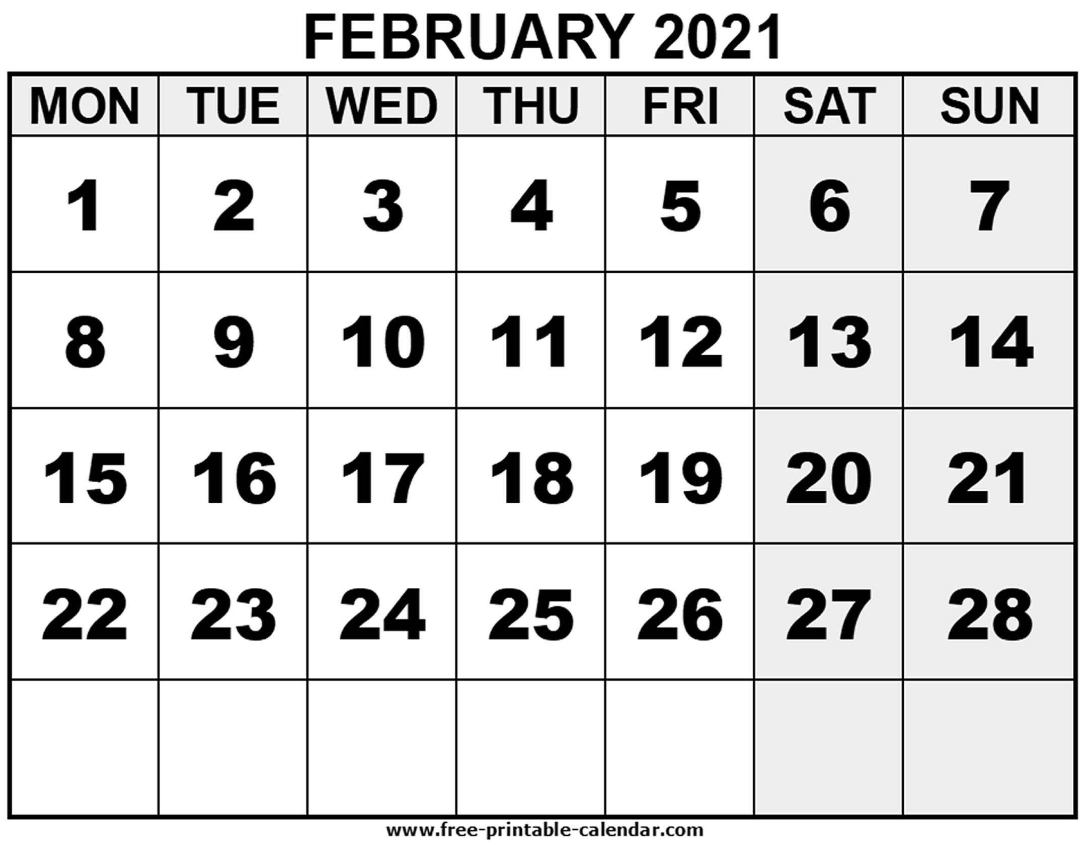 2021 February - Free-Printable-Calendar-February Calendar 2021