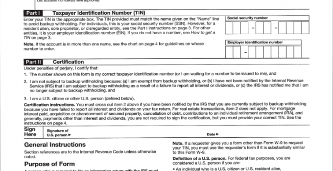 2021 Form W 9 Fillable Blank W9 Form 2021-2021 Blank W 9 Form