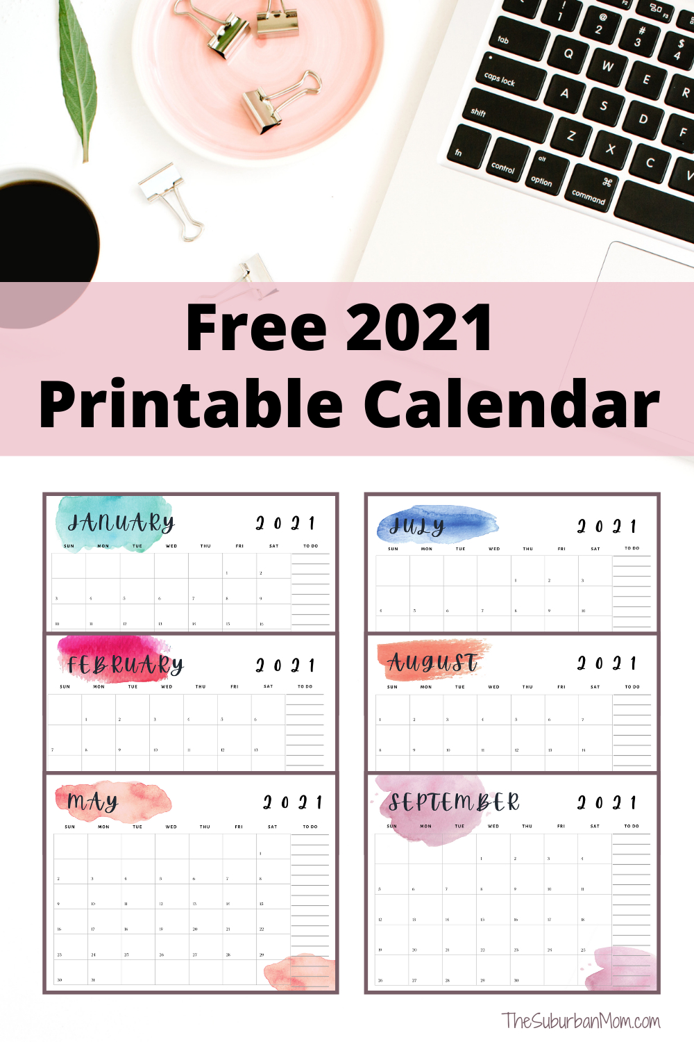 2021 Free Printable Calendar - The Suburban Mom-Free Printable Calendars 2021