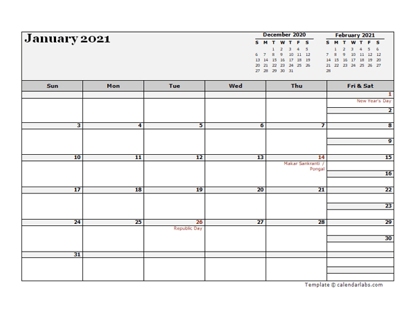 2021 India Calendar For Vacation Tracking - Free Printable-Excel Vacation Planner Calendar 2021