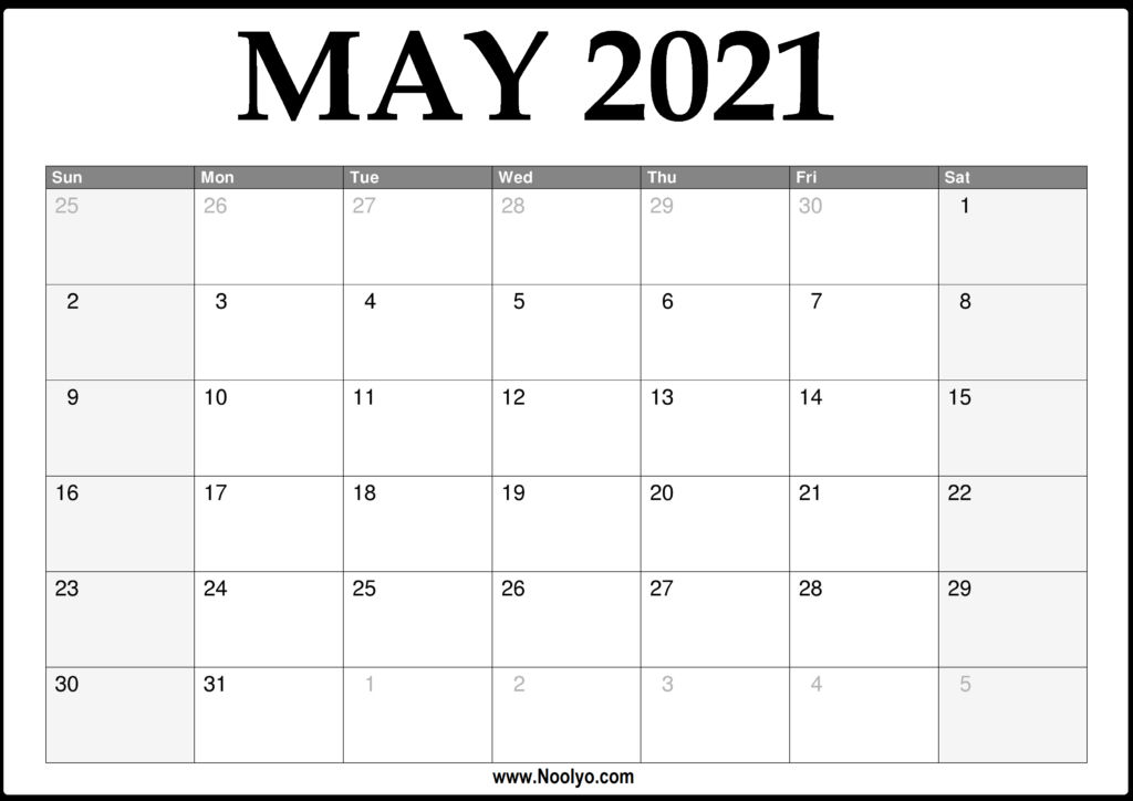 2021 May Calendar Printable - Download Free - Noolyo-Free Monthly May Calendar With Notes 2021